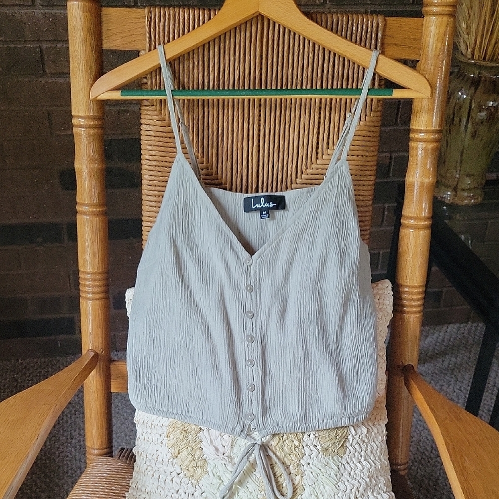Lulu's button down halter top, sage, size M